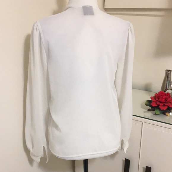 #002 Sheer White Double Breasted Blouse Size 12 Made in UK One Only Ignore Other - Picture 5 of 10